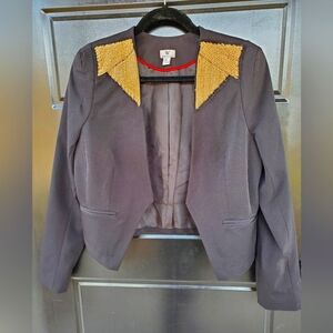 Glam Rock Steampunk Black gold Accent Cropped Worthingto Blazer Jacket sz medium